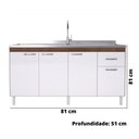 Ver imagem 4 de Balcão para Pia sem Tampo 4 Portas 1 Gavetas Pop Noce e Off White 157cm