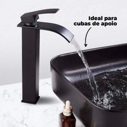 Torneira Cascata Banheiro Alta Preta Monocomando Misturador - 4