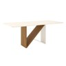 Mesa 200 X 90 Cm Sala de Jantar Cozinha Retangular com Vidro Mdf Branco Off White Madeira Nature - 2