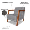 Ver imagem 7 de Kit 02 Poltronas Decorativa Natália Linho Base em Madeira Castanho - Pallazio