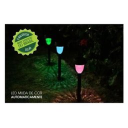 Luminária Espeto Solar Jardim LED 3Lumens Multicor Abs - 3