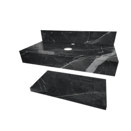 Bancada para Banheiro de Porcelanato 80cm sem Cuba + Prateleira Preto Nero - 1