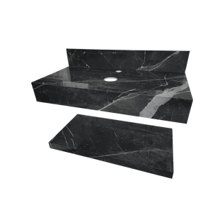 Bancada para Banheiro de Porcelanato 80cm sem Cuba + Prateleira Preto Nero