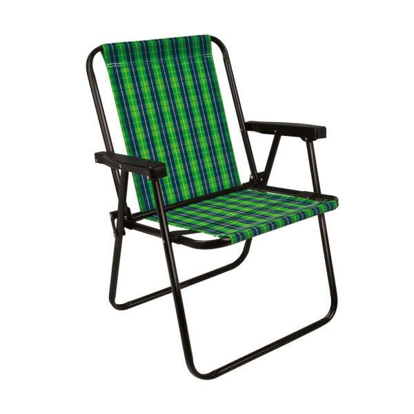 Cadeira de Praia Alta Aço xadrez Oliva Mor:Verde+Preto