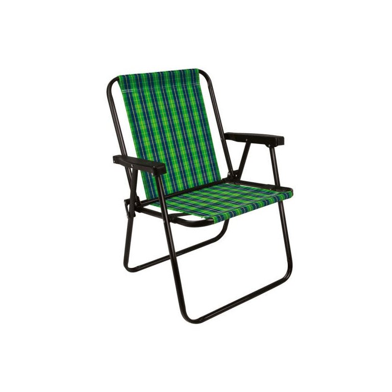 Cadeira de Praia Alta Aço xadrez Oliva Mor:Verde+Preto