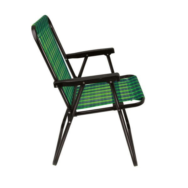 Cadeira de Praia Alta Aço xadrez Oliva Mor:Verde+Preto - 2