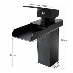 Torneira Lavatório Banheiro Cascata Black Misturador Monocomando Bica Baixa T103-06 Preto Luuk Young - 5
