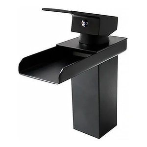 Torneira Lavatório Banheiro Cascata Black Misturador Monocomando Bica Baixa T103-06 Preto Luuk Young