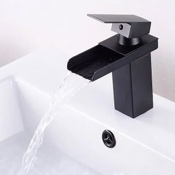 Torneira Lavatório Banheiro Cascata Black Misturador Monocomando Bica Baixa T103-06 Preto Luuk Young - 9
