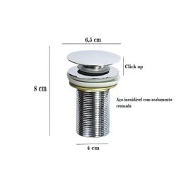 Valvula Ralo Escoamento Click Up Inteligente em Metal para Banheiro E27 Luuk Young - 4