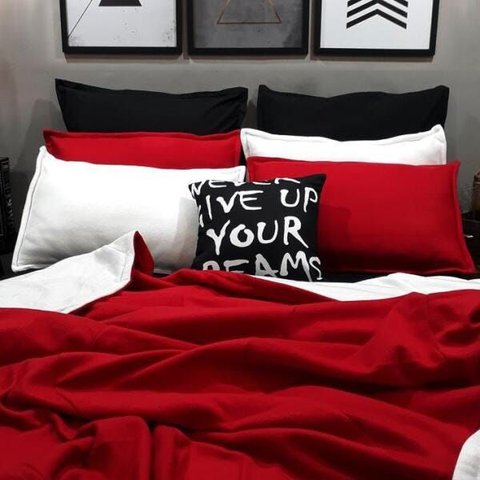 Jogo de Cama Casal King 9 Peças Tricolor com Cobertor Soft
