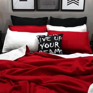 JOGO DE CAMA CASAL COMUM 9 PEÇAS TRICOLOR COM COBERTOR SOFT