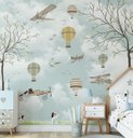 Ver imagem 3 de Papel de parede infantil balãozinho e aviãozinho para quarto de bebê M² VR14
