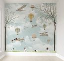 Ver imagem 1 de Papel de parede infantil balãozinho e aviãozinho para quarto de bebê M² VR14