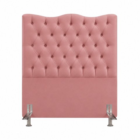 Cabeceira Espanha Solteiro Estofada Capitonê 90 cm Suede:Rose