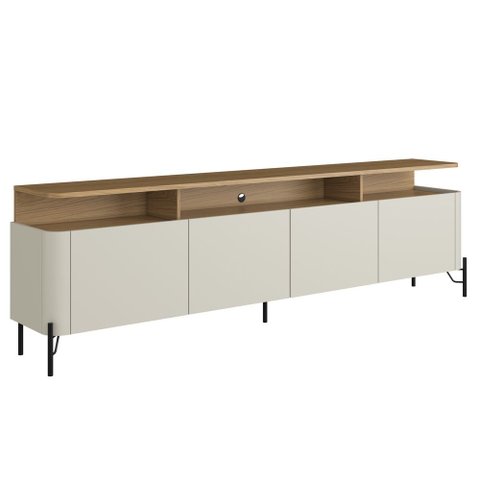Rack para Sala de Estar Tv 75 Pol 4 Portas 180cm Pés Preto Clio I03 Louro Luna - Lyam