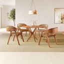 Ver imagem 1 de Conjunto de Mesa Redonda 100cm com 4 Cadeiras Gaia Yescasa Marrom/Caramelo/Freijó