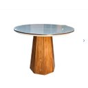 Ver imagem 2 de Mesa de Jantar Cone Oitavada 90 Cm com Tampo Duplo Redondo com Vidro Off/mel/off **somente a Mesa**