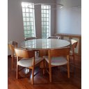 Ver imagem 1 de Mesa de Jantar Cone Oitavada 90 Cm com Tampo Duplo Redondo com Vidro Off/mel/off **somente a Mesa**
