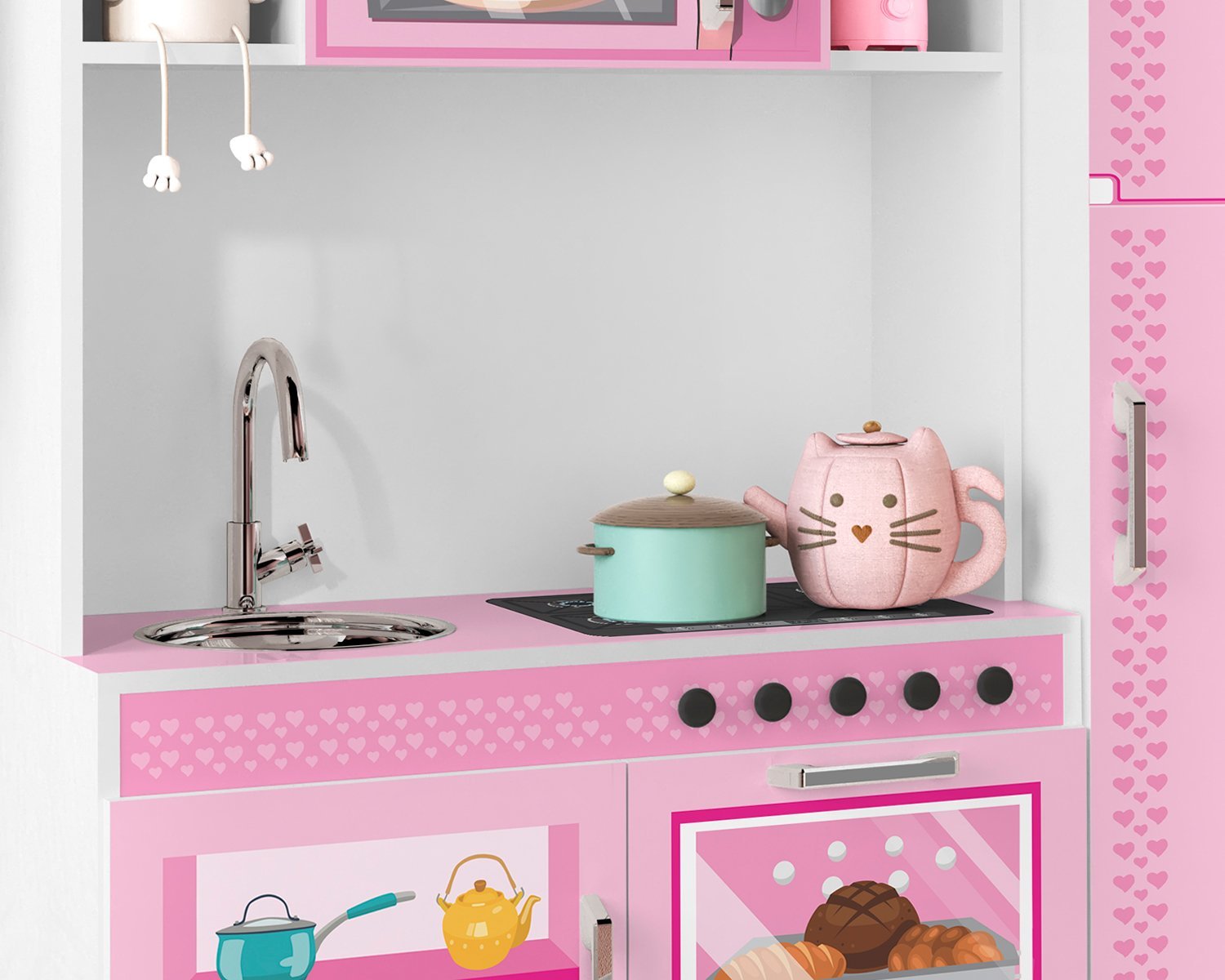 Cozinha Infantil Completa Charme de Brinquedo em Mdf Rosa - 3