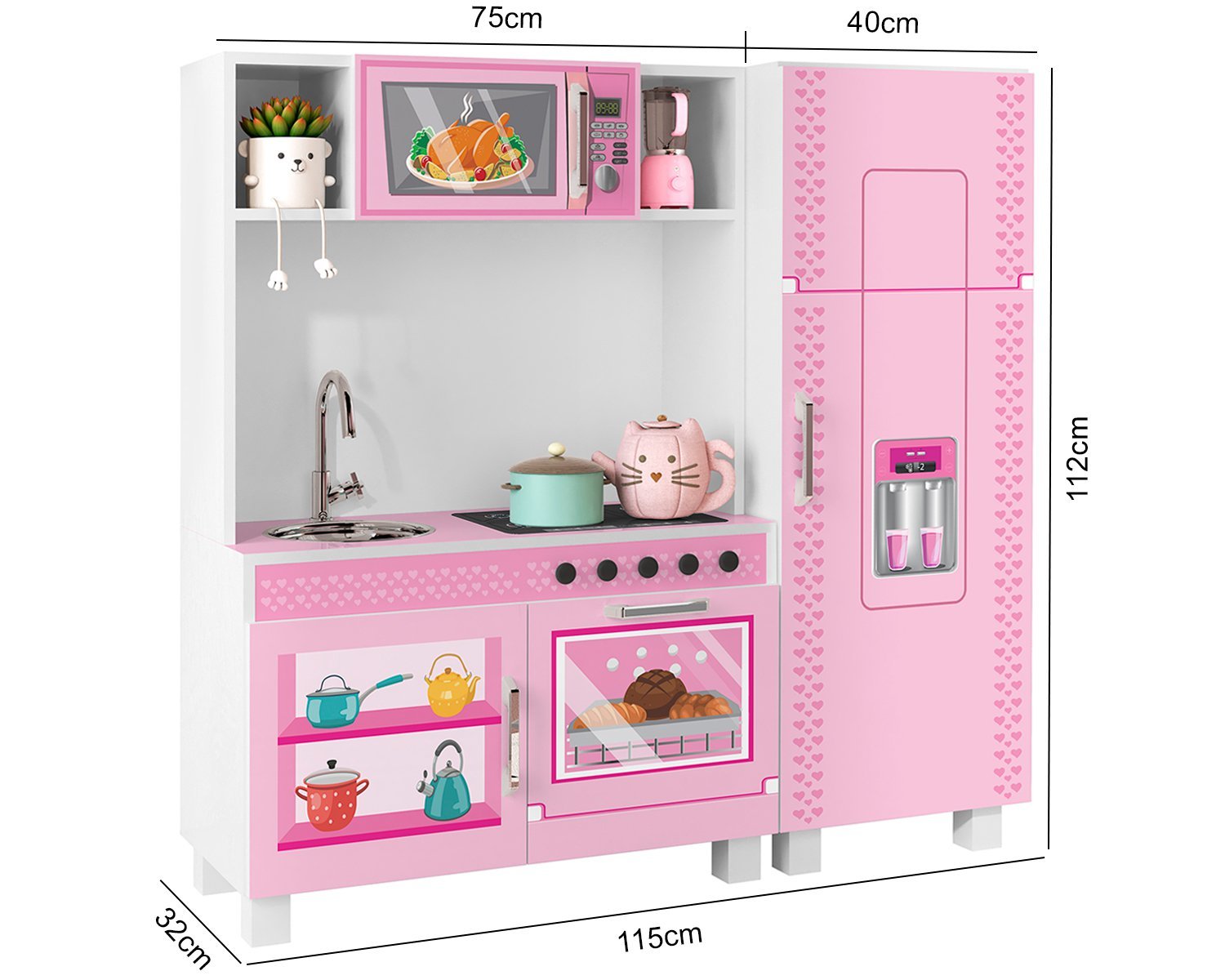 Jogo de cozinha infantil rosa