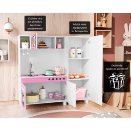 Cozinha Infantil Completa Charme de Brinquedo em Mdf Rosa - 4
