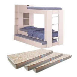 Beliche Cama Aux com 3 Colchões Ditália Treliche Cm-15 Branco - 3