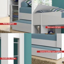 Beliche Cama Aux com 3 Colchões Ditália Treliche Cm-15 Branco - 9