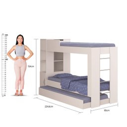 Beliche Cama Aux com 3 Colchões Ditália Treliche Cm-15 Branco - 6