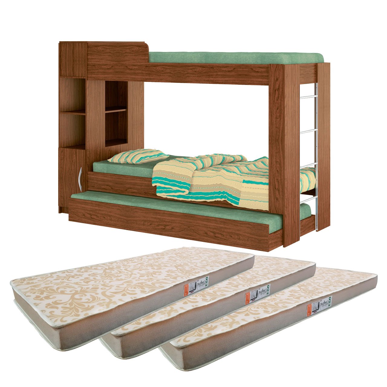 Beliche Cama Aux com 3 Colchões Ditália Treliche Cm15 Diamond - 3