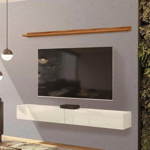 Bancada Suspensa e Prateleira 197cm Slat M20 Cinamomo/off - Mpozenato