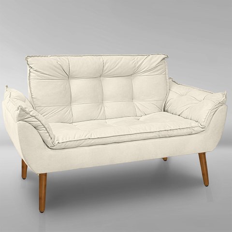 Poltrona Decorativa Opala Namoradeira C/fibra Siliconada Suede Bege-casa da Poltrona