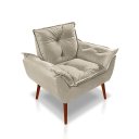 Ver imagem 1 de Poltrona Decorativa Opala com Fibra Siliconada Suede Bege - Pandora Decor - Casa da Poltrona