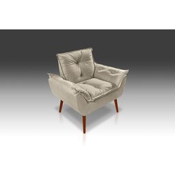 Poltrona Decorativa Opala com Fibra Siliconada Suede Bege - Pandora Decor - Casa da Poltrona - 2 Poltrona Decorativa Opala com Fibra Siliconada Suede Bege - Pandora Decor - Casa da Poltrona - 2