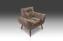 Ver imagem 1 de Poltrona Decorativa Opala com Fibra Siliconada Suede Capuccino Pés Palito - Casa Da Poltrona
