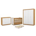 Ver imagem 1 de Dormitório Tutto New 4 Portas, Cômoda 1 Porta e Berço Freijó/branco Soft com Capitonê e Colchã