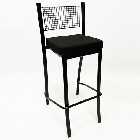 Banqueta para cozinha Empilhável preta assento em linho cor preto altura 65cm - Poltronas do Sul