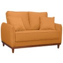 Ver imagem 4 de Sofa Sena 2 Lugares Base de Madeira para Sala Hotel Linho Terra Cota