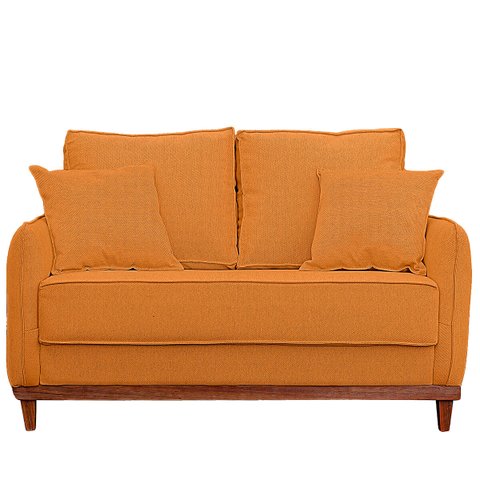 Sofa Sena 2 Lugares Base de Madeira para Sala Hotel Linho Terra Cota