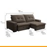 Sofá Retrátil 250 Cm Reclinável Espuma D28 Mola Bonnel Sevilha Veludo Fendi - Grandellar - 2
