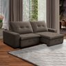 Sofá Retrátil 250 Cm Reclinável Espuma D28 Mola Bonnel Sevilha Veludo Fendi - Grandellar - 1