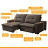 Sofá Retrátil 250 Cm Reclinável Espuma D28 Mola Bonnel Sevilha Veludo Fendi - Grandellar - 3