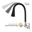 Ver imagem 2 de Torneira Cozinha Gourmet Flexível Silicone Preta Parede