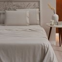 Ver imagem 2 de Kit Lençol de Cama Casal com Elástico e Fronha 200 Fios Algodão 3 Peças Ponto Palito Anti-pilling To