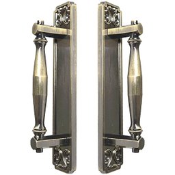 Puxador Duplo Strauss 250mm Bronze Antigo Porta Pivotante Correr Passagem Madeira Vidro Rústico - 1