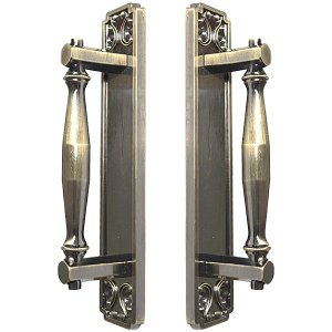 Puxador Duplo Strauss 250mm Bronze Antigo Porta Pivotante Correr Passagem Madeira Vidro Rústico