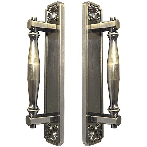 Puxador Duplo Strauss 250mm Bronze Antigo Porta Pivotante Correr Passagem Madeira Vidro Rústico