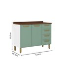 Ver imagem 6 de Cozinha Completa Aço com Tampo 16 Ptas 2 Gav Bella Br/verde