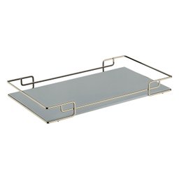 Bandeja Multiuso Hara Luana Tampo Couríssimo Cinza 30x40 Cm:Champagne - 1