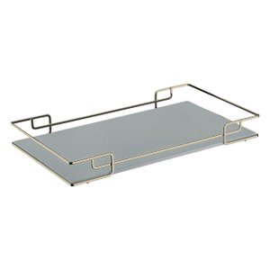 Bandeja Multiuso Hara Luana Tampo Couríssimo Cinza 30x40 Cm:Champagne